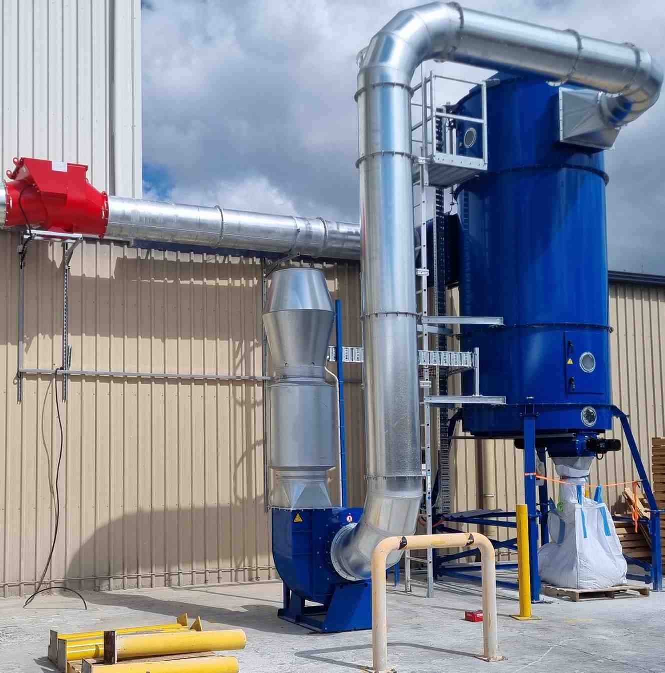 Modern dust extraction filters are able to cope with the larger volumes of air processed in industrial scale plants: but due to their robust  engineered design, require a smaller footprint